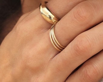 Dainty 14K Gold Stacking Rings: Extra Thin Simple Band (1mm)