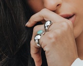 925 Silver High Dome Ring for Women, 11.5 mm Wide Thick Bubble Ring, Solid Silver Chunky Band