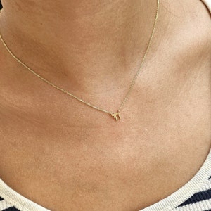 14K Solid Gold Dainty &quot;Chai&quot; Necklace, Tiny Pendant Layering Charm Necklace, Hebrew Word Necklace Chai Life, Jewish Faith Bat Mitzvah Gift