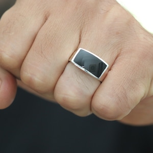 Rectangle Signet Ring, Sterling Silver Signet Ring With Black Onyx Stone, Mens Black Onyx Ring, Womens Black Onyx Ring, Onyx Signet Ring