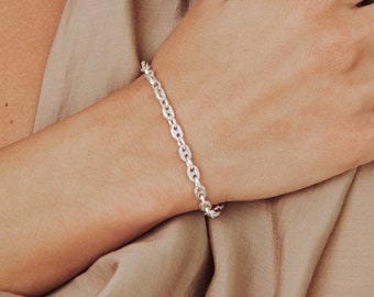 Sterling Silber Gliederketten Armband: Minimalistischer Schmuck für jeden Tag