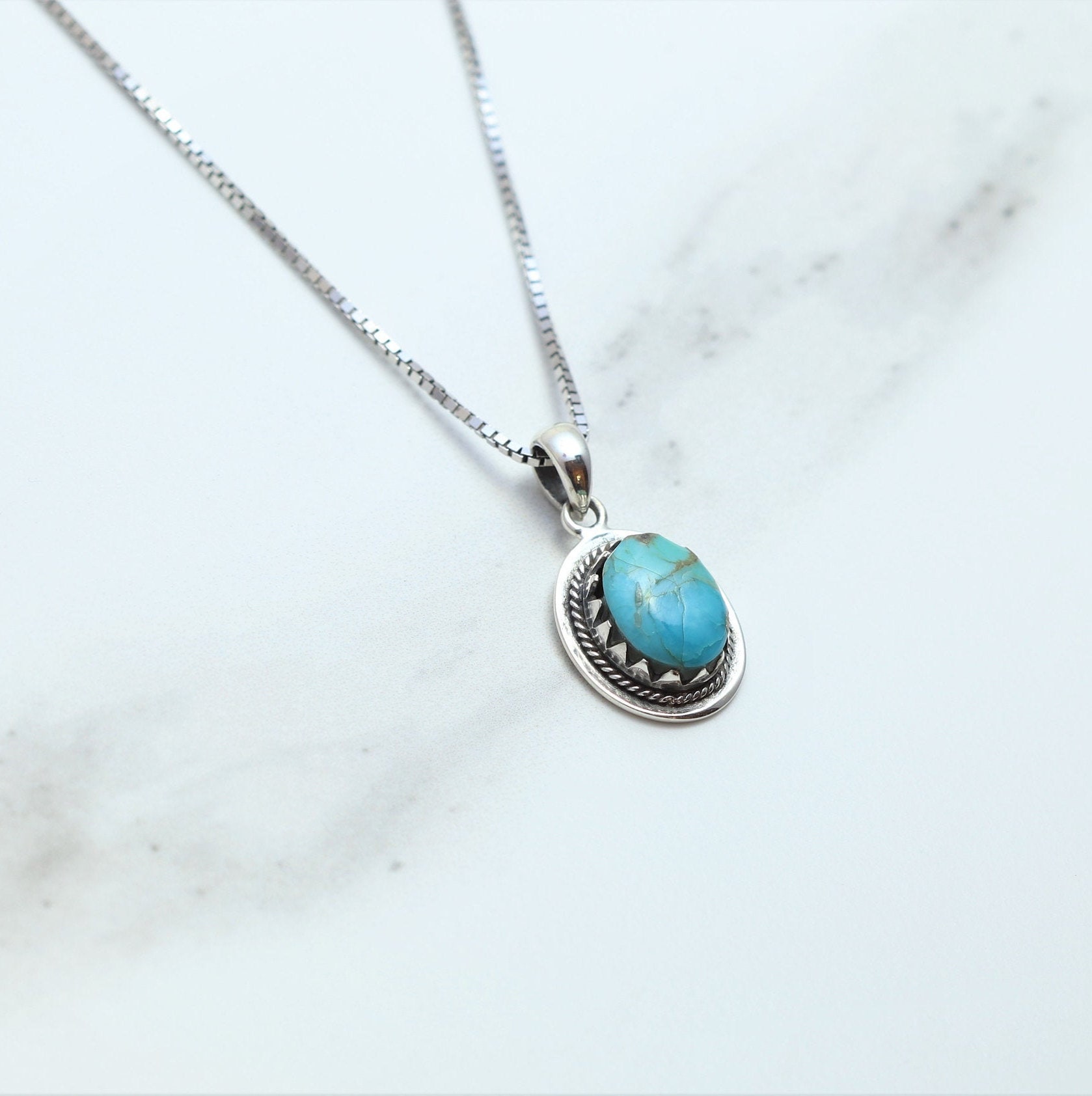 Real Blue Turquoise Necklace Turquoise Pendant Necklace Long Etsy