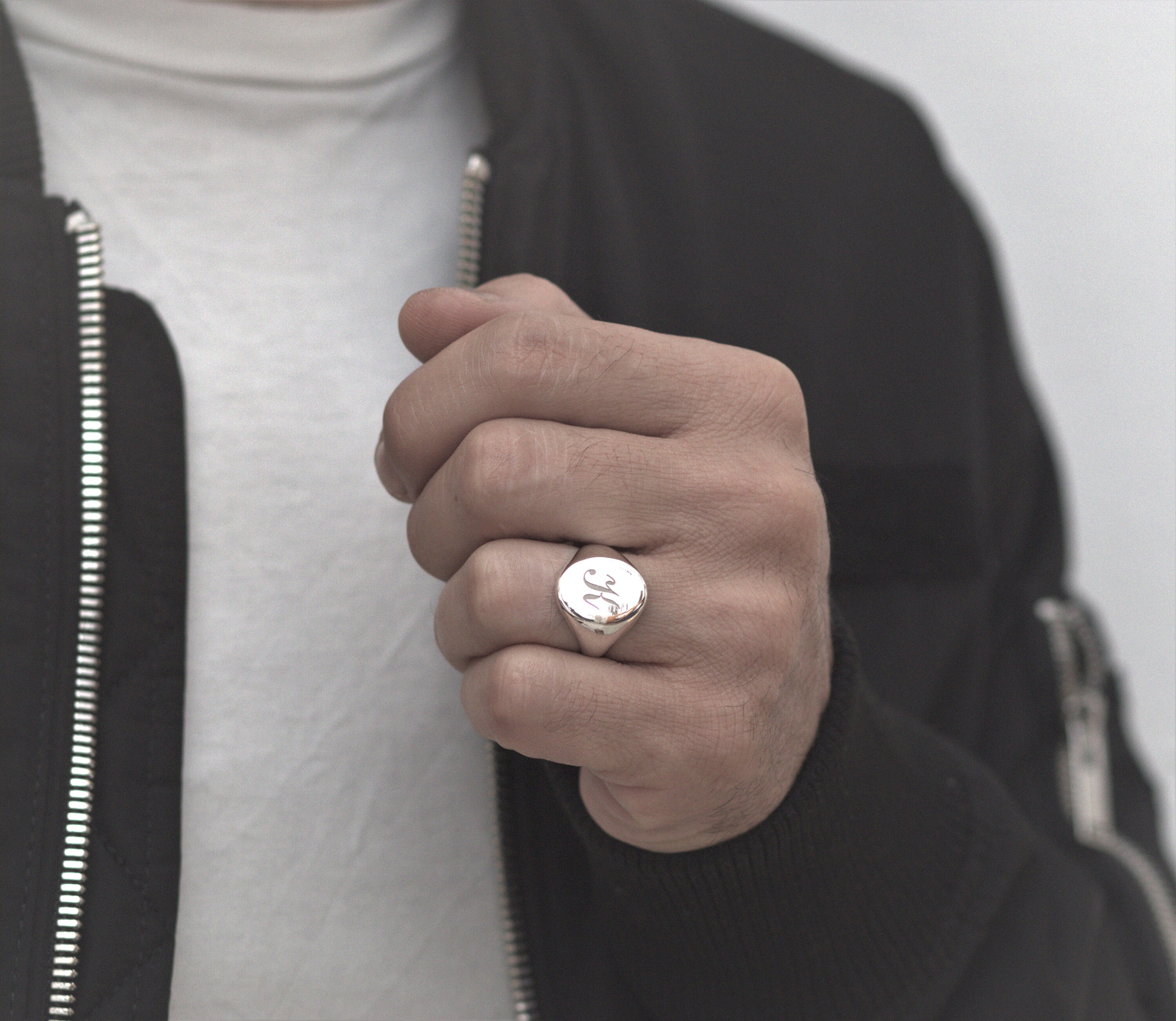 Personalized Sterling Silver Oval Signet Ring for Men or Personalized Sterling Silver Oval Signet Ring for Men or