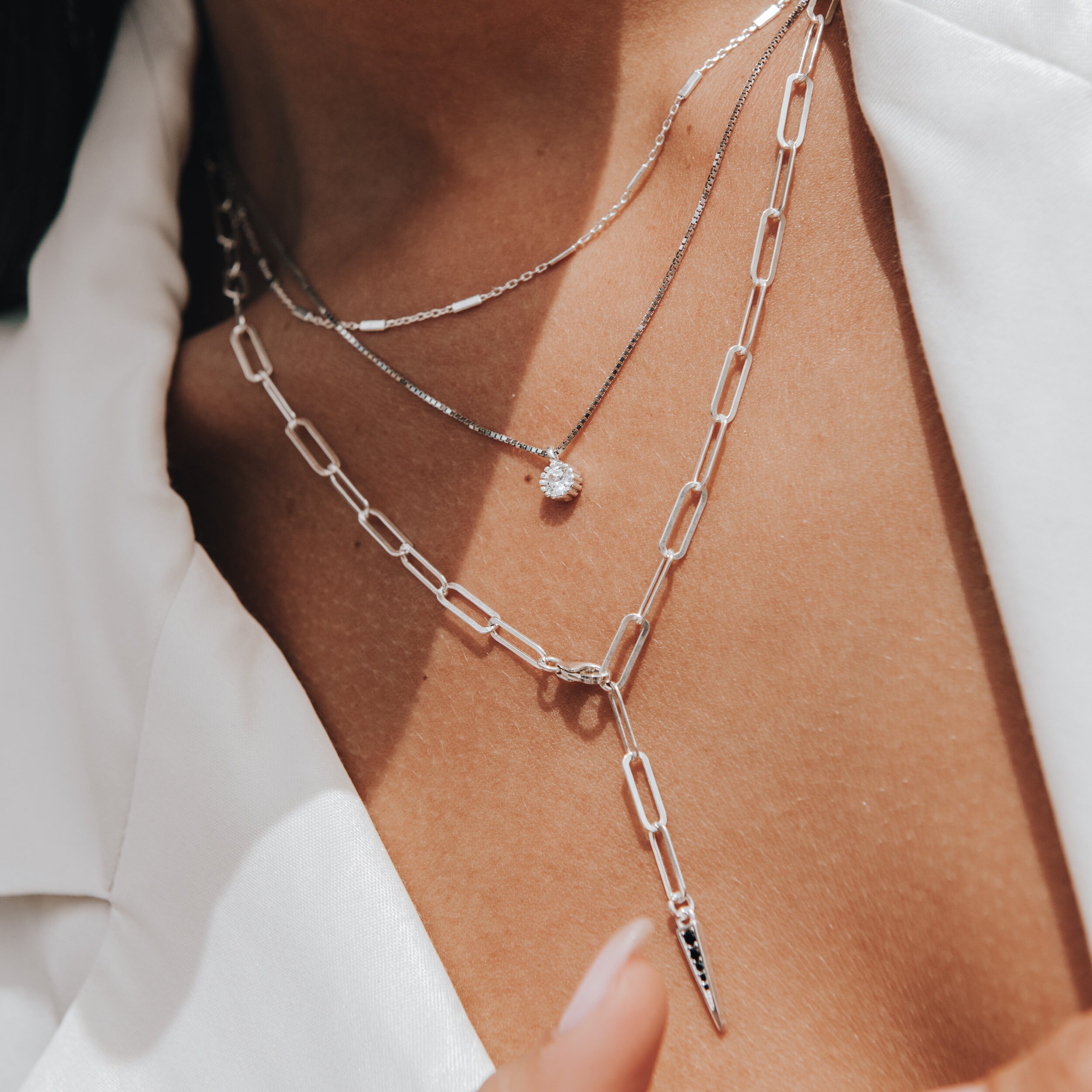 Adjustable Sterling Silver Link Chain Necklace With Black CZ Spike Pendant, Tie Trendy Long Links Chain Lariat Necklace for Women - Etsy Adjustable Sterling Silver Link Chain Necklace With Black CZ Spike Pendant, Tie Trendy Long Links Chain Lariat Necklace for Women - Etsy