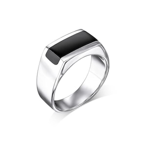 Black Onyx 925 Sterling Silver Signet Ring - Unisex for Men or Women