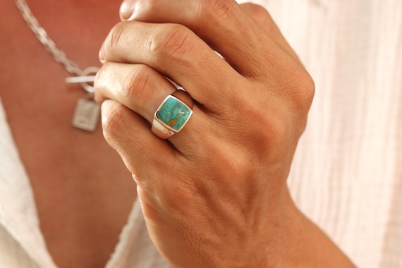 Genuine Square Turquoise Ring, Vintage Sterling Silver Ring, Turquoise Stone Ring, Boho Turquoise Ring, Real Feroza Stone Ring, Navajo Ring - Etsy Genuine Square Turquoise Ring, Vintage Sterling Silver Ring, Turquoise Stone Ring, Boho Turquoise Ring, Real Feroza Stone Ring, Navajo Ring - Etsy