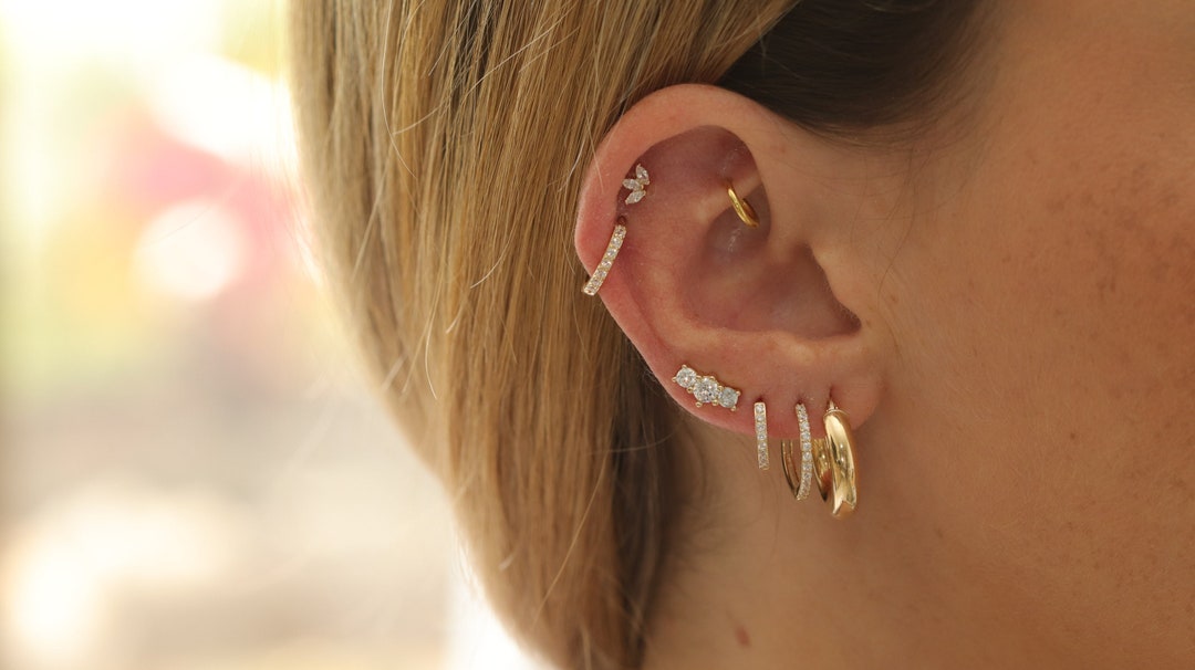 Set Di 2 Paia Di Orecchini A Perno Oro 14K: Piccoli E Brillanti Con Zirconia, Ipoallergenici