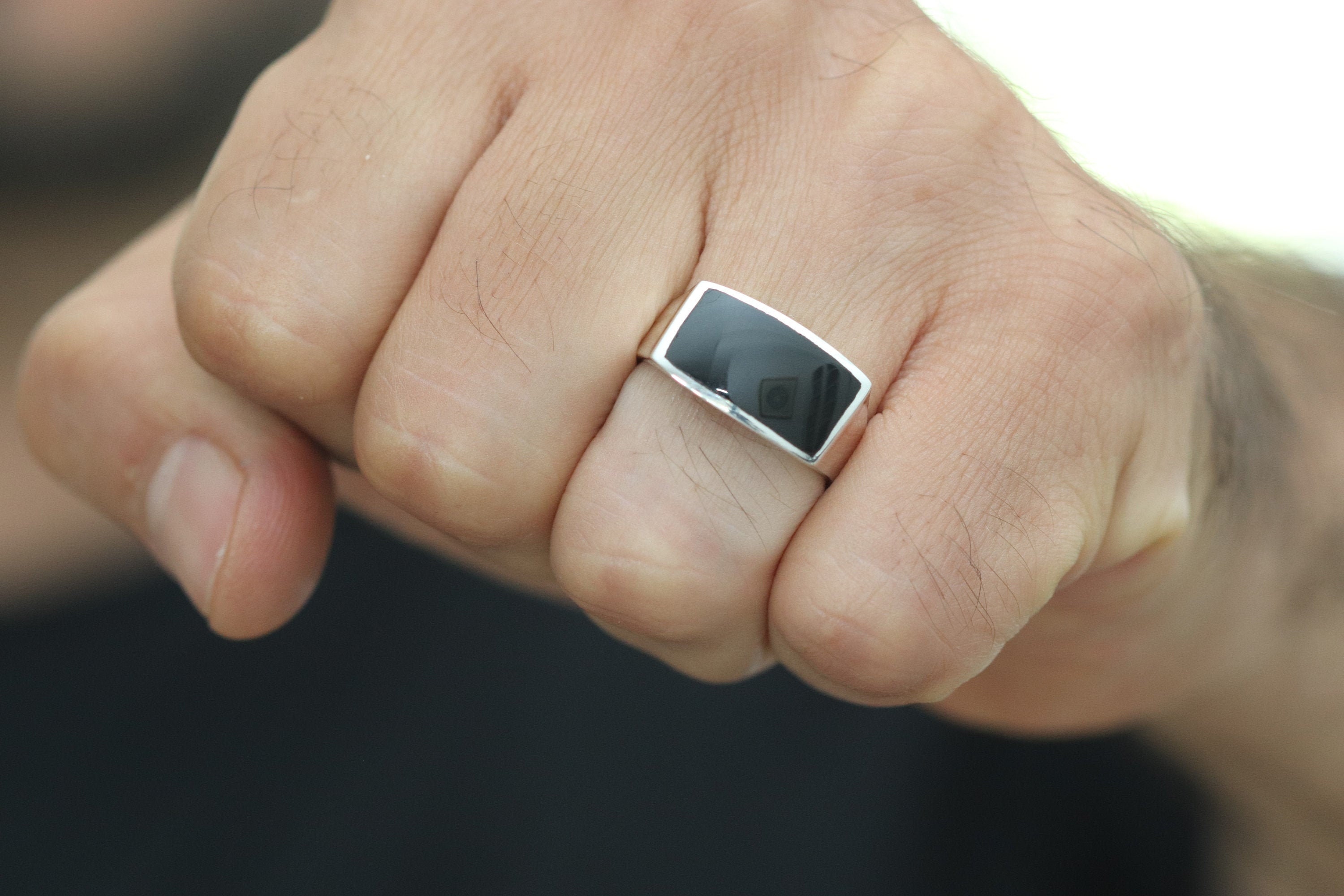 Rectangle Signet Ring, Sterling Silver Signet Ring With Rectangle Signet Ring, Sterling Silver Signet Ring With