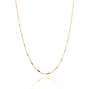 Unique Everyday 14K Gold Plated (Over Silver) Long Chain Necklace, Unisex Gold Necklace