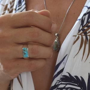 Sterling Silver Minimalist Men Turquoise Ring