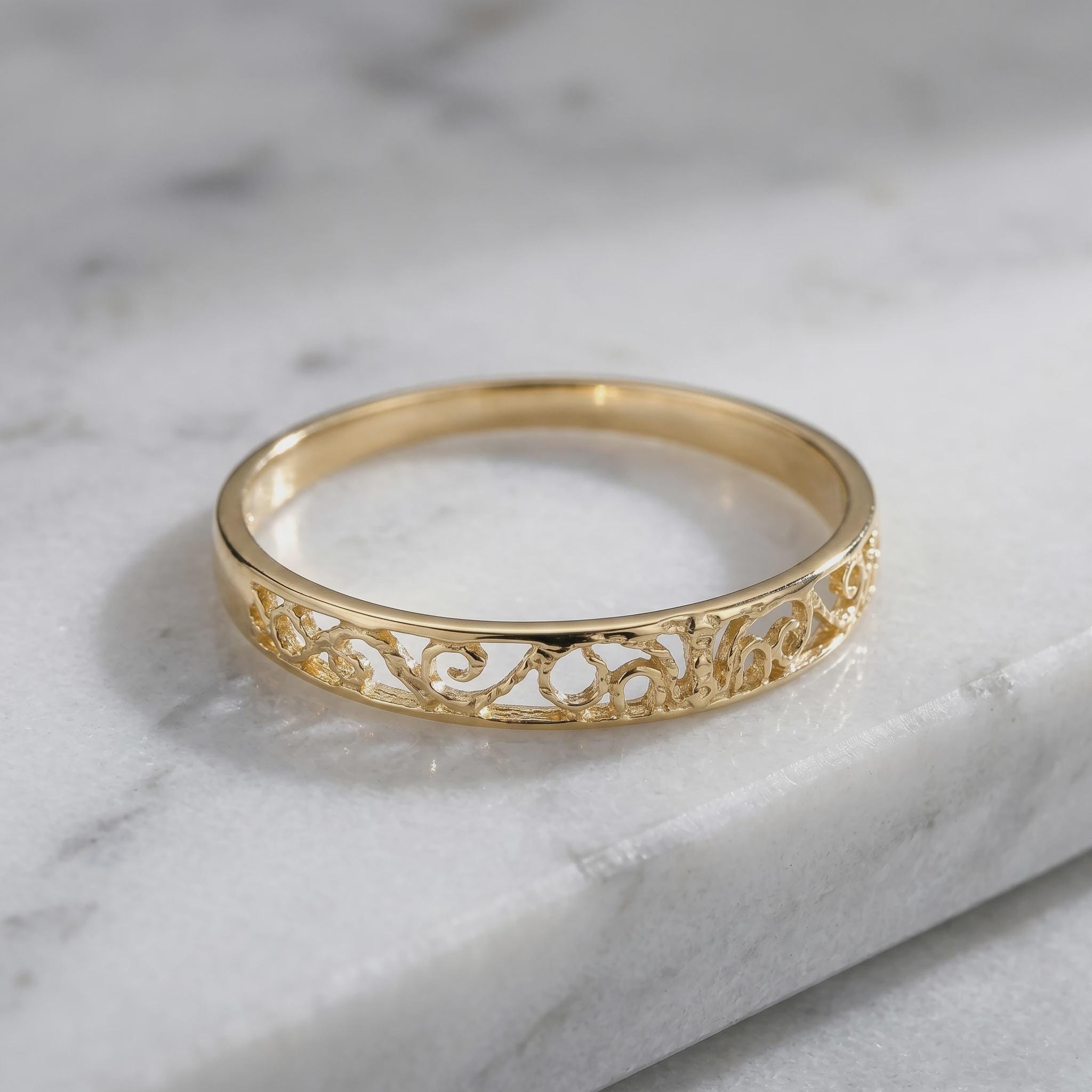 Filigree Ring Wedding Band: Handmade Moroccan Lace Ring - Etsy Denmark