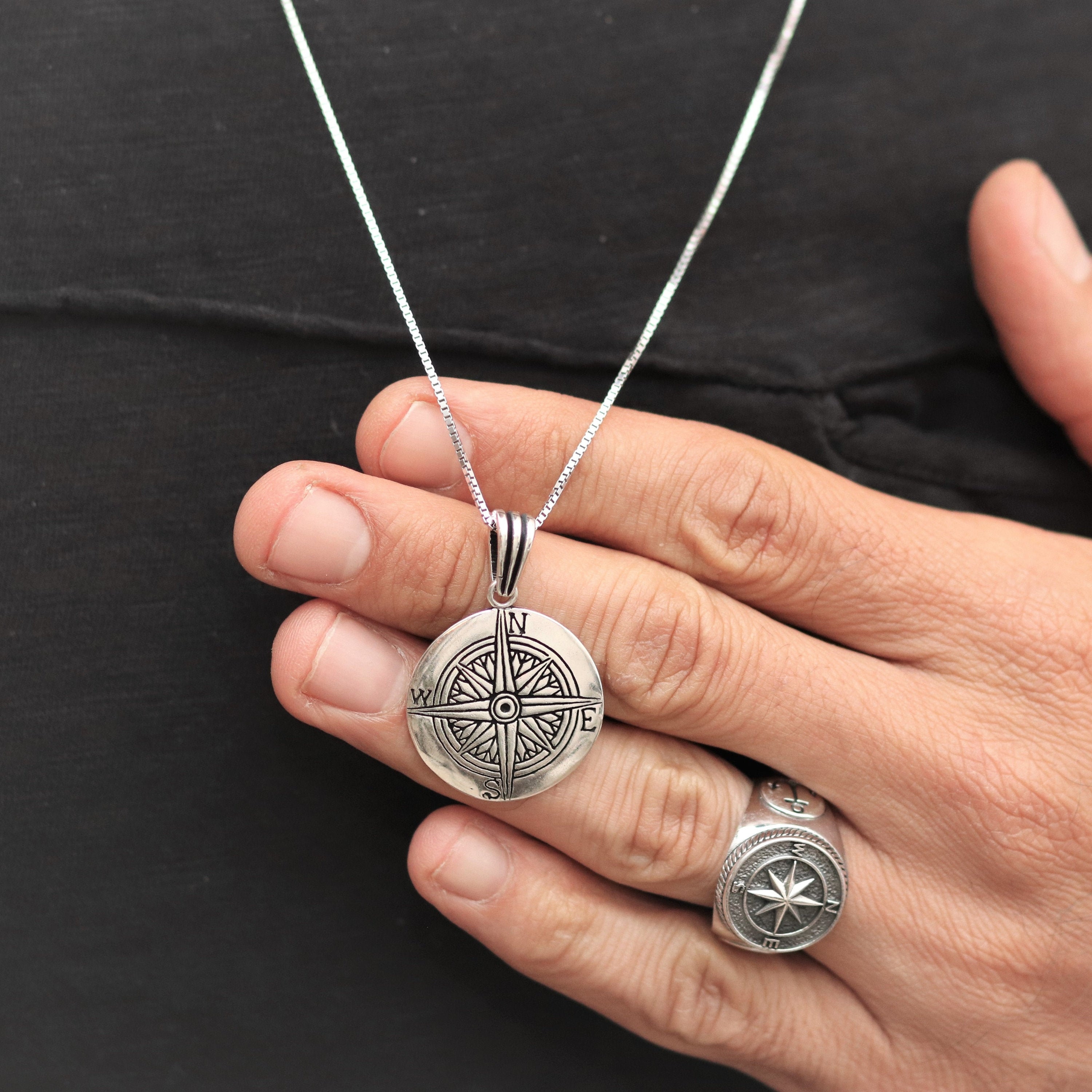 OHAYOO Kompas hanger ketting met foto 925 sterling zilver