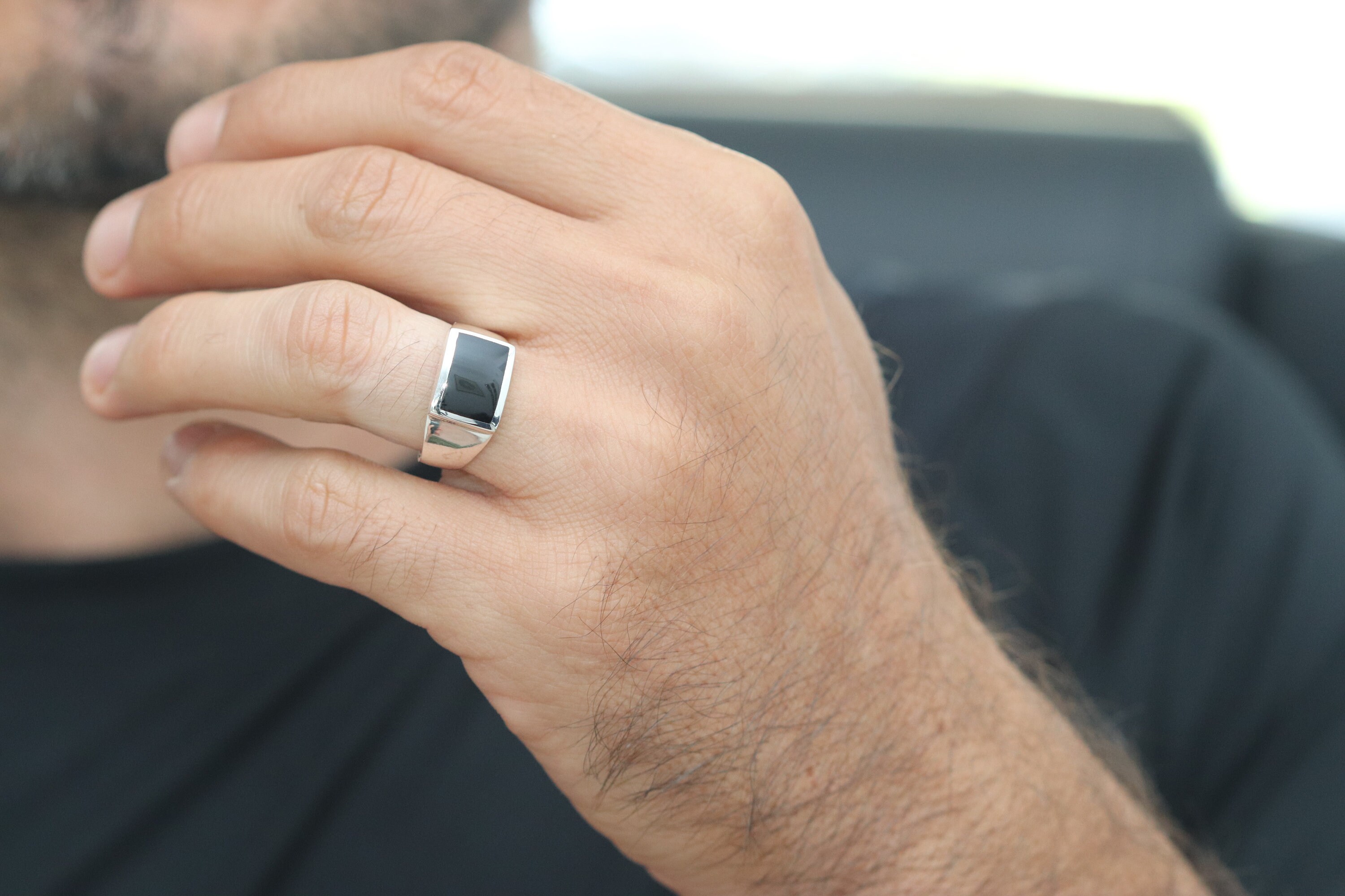 Men's sterling silver onyx signet ring store