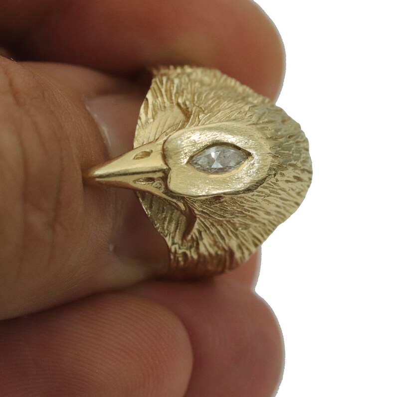 14K Gold Eagle Ring Gold Animal Ring Unique Solid Gold Ring | Etsy