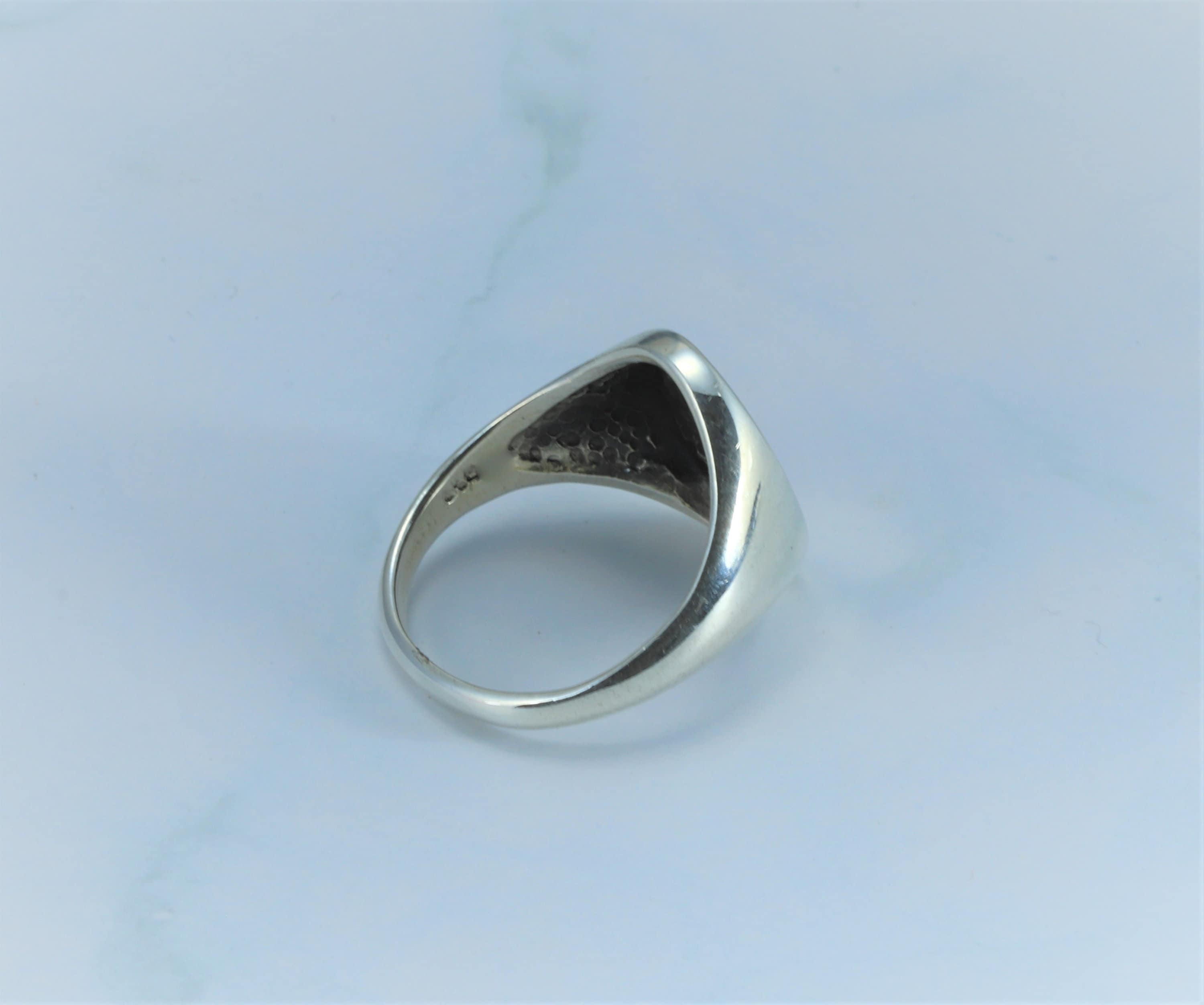 Sterling Silver Oval Signet Ring for Women, Wide Oval