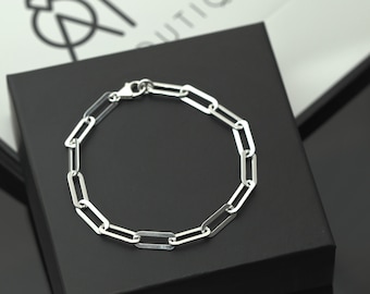 Sterling Silver Paper Clip Chain Bracelet: Trendy Everyday Jewelry