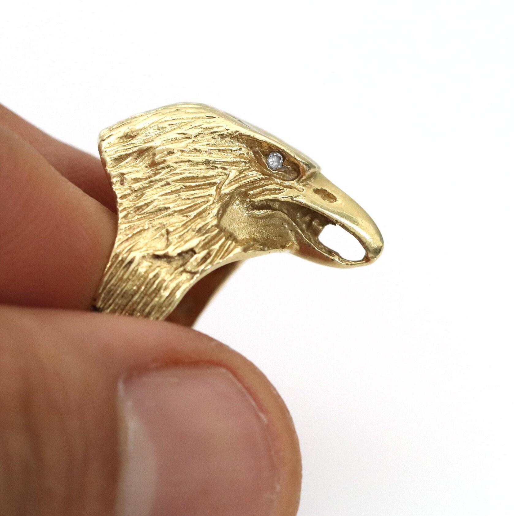 Eagle Face Man Ring Sculpture Jewelry, Octagon Egale Diamond Classic