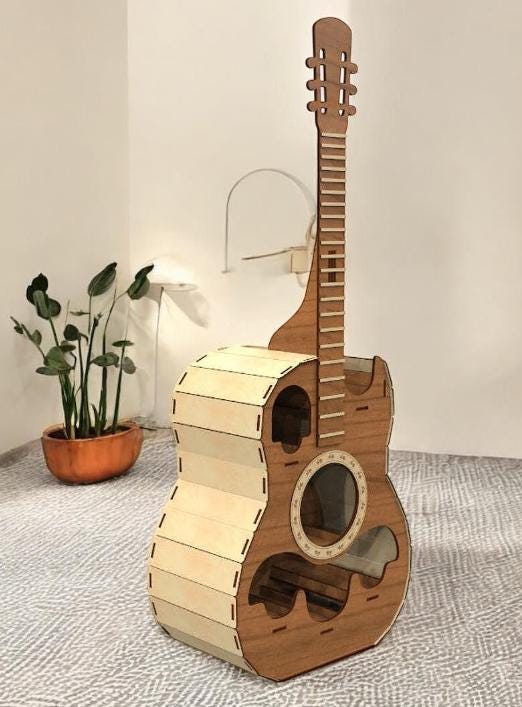 Wine Rack Music Wooden Guitar Wine Rack for 6 Bottles, FREE Engraving, Handmade Wine ...