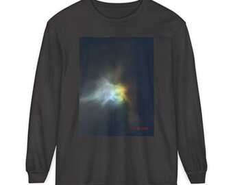 Nebula Light Photo Long Sleeve Tee | Abstract Rainbow Cloud Image