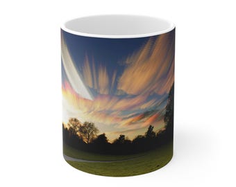 Sunset Sky Landscape Mug | Colorful Cloudscape Ceramic Mug Harrow London Time-Stack