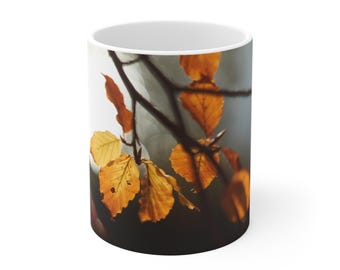 Autumn Leaves Mug | Fall Foliage Photography, Cozy Seasonal Ceramic