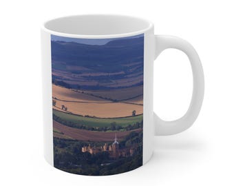 Linlithgow Palace St Michael's Parish Church Countryside Landscape Mug | Rolling Fields Ceramic Mug