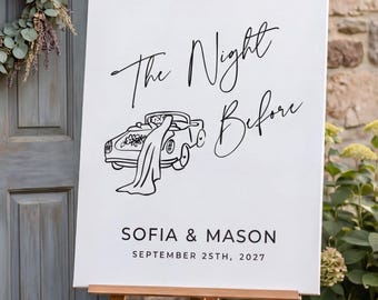 The Night Before Wedding Sign, Minimalist Rehearsal Dinner Poster (Printed and Shipped)
