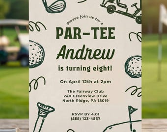 Golf Geburtstagseinladung: Bearbeitbare Par-Tee-Vorlage (Digitaler Download)