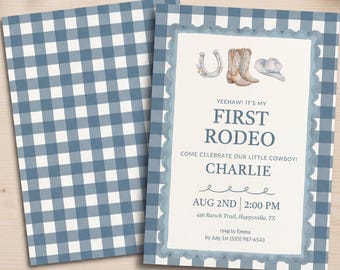 Mein erstes Rodeo - Geburtstagseinladung: Bearbeitbares Western Cowboy-Thema (Digitaler Download)