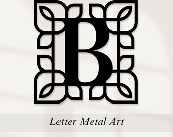 Letter Metal Art: Last name die cut wall decor modern style house gift