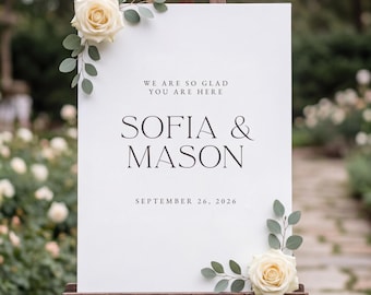 Elegant Wedding Welcome Sign Printed Custom Decor Floral Poster Entrance (Printed & Shipped)