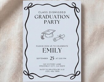 Light Blue Graduation Party Invitation Template (Digital Download)