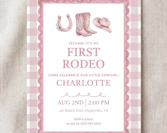 Erste Rodeo Geburtstagseinladung: Bearbeitbare Cowgirl Party einladen (Digitaler Download)