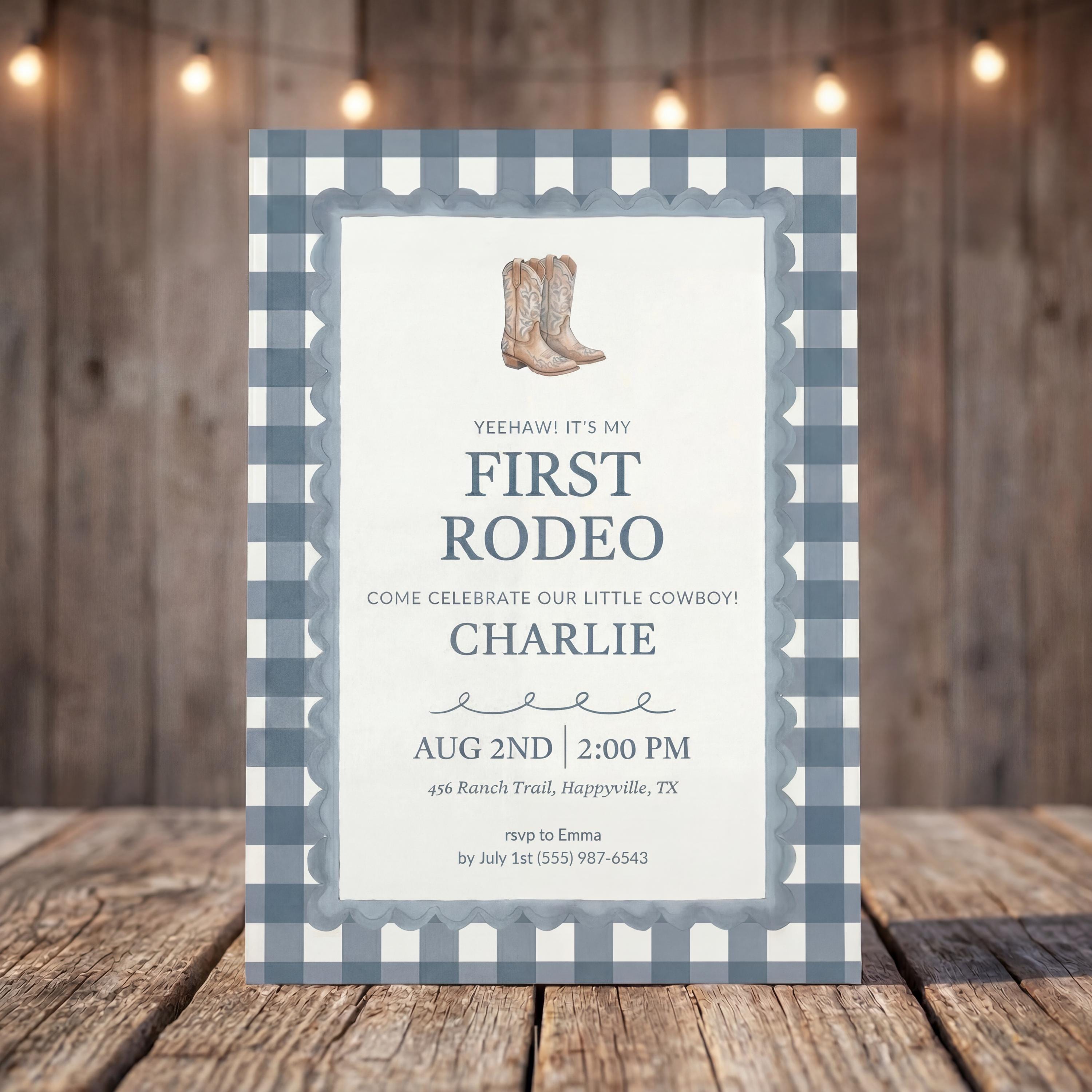 My First Rodeo – Birthday Invitation: Editable Western Cowboy Theme ...