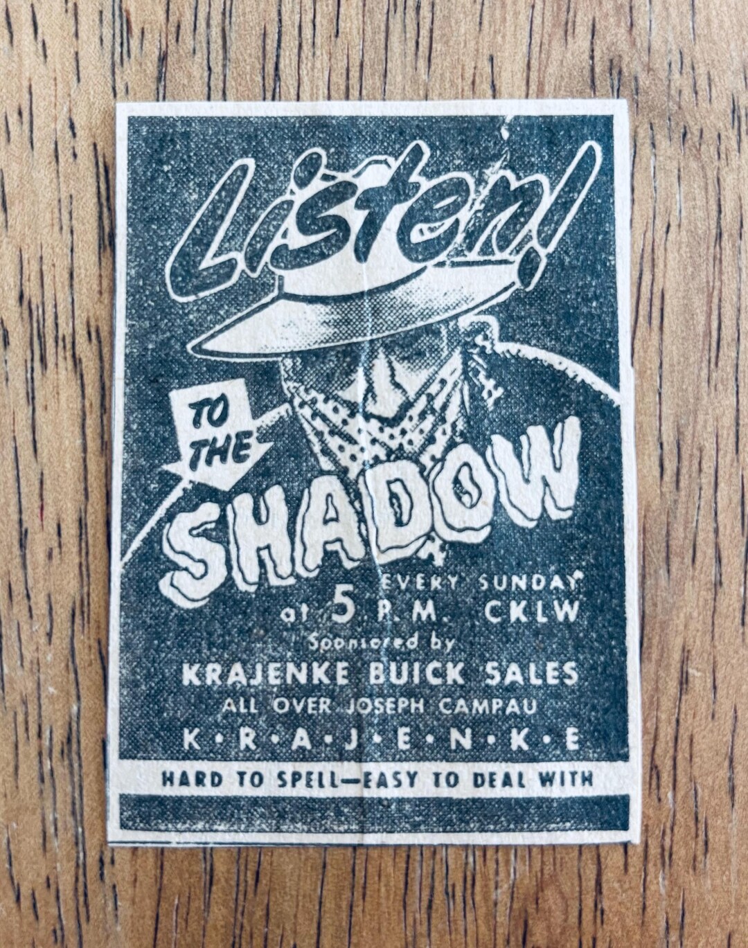 Shadow Radio Program Original 1940s the Shadow Radio Show Newspaper Advertisement Classic ...