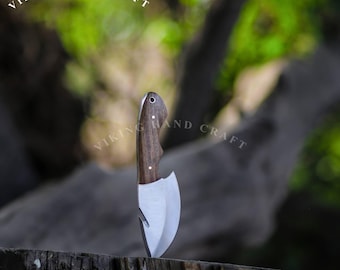 Premium Stainless Steel Knife with Rosewood Handle – Multi-Purpose Pocket Tool with Genuine Leather Cover & Lanyard Hole – Gift for Him