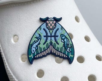 Pisces Zodiac Butterfly Shoe Charms | Astrology Moth Clog Charm | Celestial Boho Shoe Decoration | Botanical Star Sign Accessories | Gift