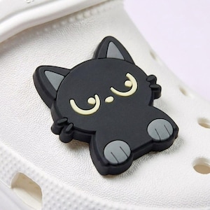 Black Cat 2 Shoe Charm | Cute Kitty Croc Charms | Funny Aesthetic Cat Clog Pins | Cat Mom Gift | Pet Lover Shoe Accessories | 3D PVC Charm