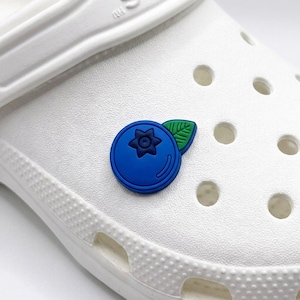 Cute Blueberry Shoe Charm, Tiny Fruit PVC Clog Accessory, Summer Berry Charms for Sandals, Vegan Foodie Gift, Kawaii Blue Fruit Pin Decor