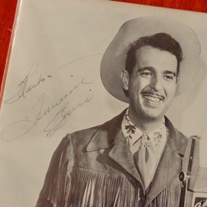Vintage Tennessee Ernie Ford Autograph Photo Signed Young Cowboy Hat Fringe Jacket Capitol Records