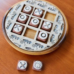 Burnished Ceramic Tic-Tac-Toe Board from Mexico - Burnished Challenge