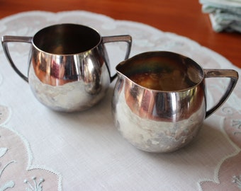 Vintage Silver Plate Sugar Creamer Simple Design Silverplate Empire Nobility Set