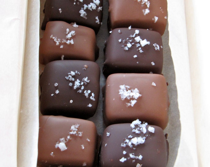 Chocolate Covered Caramels Fleur De Sel Salt Candy Dipped Etsy