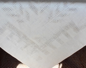 Vintage Linen Tablecloth Openweave Damask Table Cloth Square 52 Inch Unused