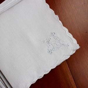 Vintage Napkins White Linen Luncheon Dinner Embroidered Madeira Cutwork 6 Hand Loving Cup Unused image 8