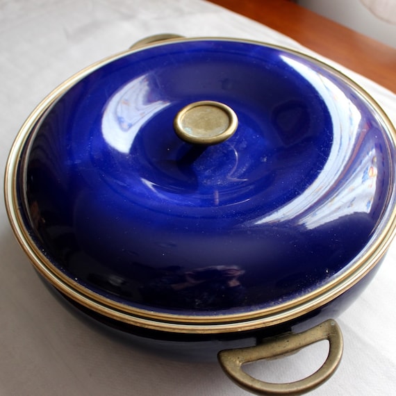 Vintage Copco Sam Lebowitz Dutch Oven Cobalt Blue 7 Quart Great