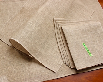 Vintage Linen Placemats Napkins Four 4 Place Mats Perfectly Simple Irish Natural Unbleached Unused Tags