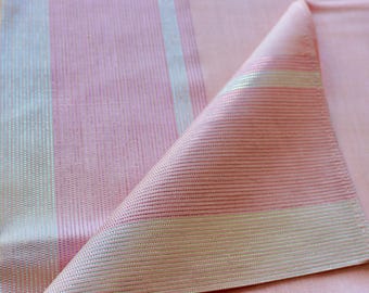 Nappe en lin vintage rose à rayures métalliques, 20 x 120 cm, Pâques printanière
