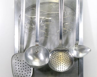 Aluminium French Utensils, Utensils with Wall Hanging  Drip Tray,French Utensils, Kitchen Utensils,Hanging Kitchen Utensils  (179)