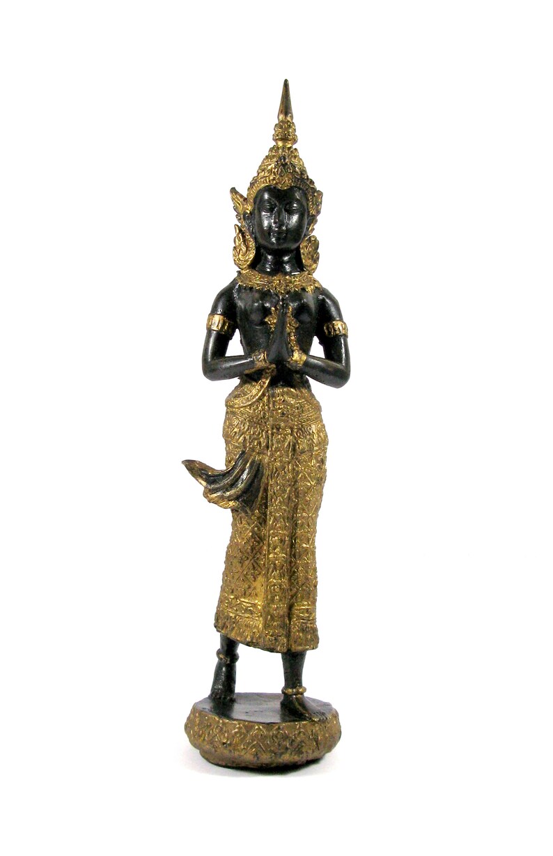Bronze Figure Bronze and Gold Figurine Elaborate Bronze Thai Dance Figure Heavy Thai Bronze Figurine Bronze Thai Dancer Figurine 391